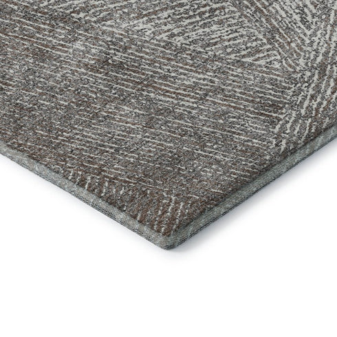9' X 12' Gray And Silver Abstract Washable Area Rug With UV Protection