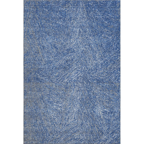 8' X 10' Navy Blue And Ivory Abstract Washable Area Rug With UV Protection