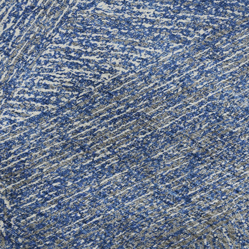 8' X 10' Navy Blue And Ivory Abstract Washable Area Rug With UV Protection