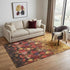 5' X 8' Gold Red And Yellow Floral Washable Area Rug With UV Protection