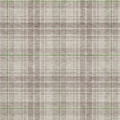 5' X 8' Beige Green And Tan Plaid Washable Area Rug With UV Protection