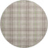 8' Beige Green And Tan Plaid Washable Round Rug With UV Protection
