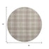 8' Beige Green And Tan Plaid Washable Round Rug With UV Protection