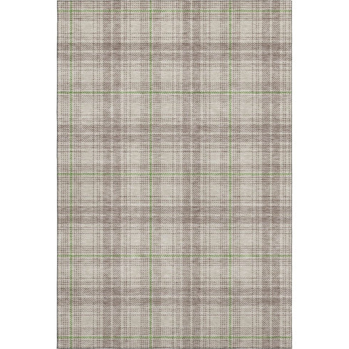 9' X 12' Beige Green And Tan Plaid Washable Area Rug With UV Protection