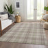9' X 12' Beige Green And Tan Plaid Washable Area Rug With UV Protection