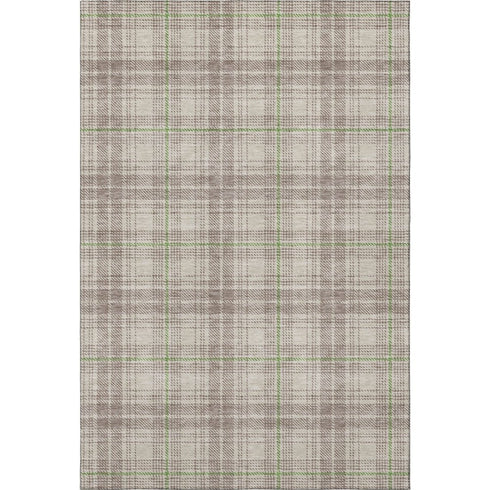 9' X 12' Beige Green And Tan Plaid Washable Area Rug With UV Protection
