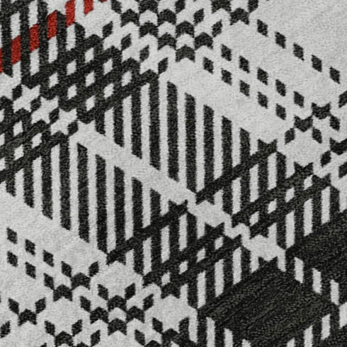 5' X 8' Black Red And Ivory Plaid Washable Area Rug With UV Protection