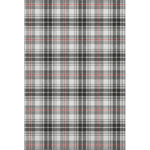 8' X 10' Black Red And Ivory Plaid Washable Area Rug With UV Protection