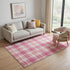 5' X 8' Blush Ivory And Orange Plaid Washable Area Rug With UV Protection