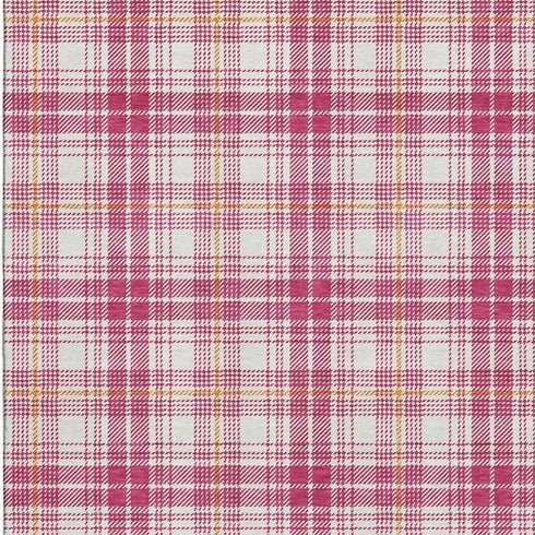 8' X 10' Blush Ivory And Orange Plaid Washable Area Rug With UV Protection