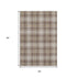 5' X 8' Brown Ivory And Gold Plaid Washable Area Rug With UV Protection