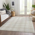 9' X 12' Ivory Brown And Beige Plaid Washable Area Rug With UV Protection