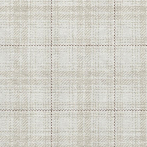 9' X 12' Ivory Brown And Beige Plaid Washable Area Rug With UV Protection
