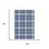 5' X 8' Navy Blue And Ivory Plaid Washable Area Rug With UV Protection