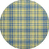 8' Yellow Ivory And Blue Plaid Washable Round Rug With UV Protection