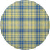 8' Yellow Ivory And Blue Plaid Washable Round Rug With UV Protection