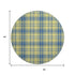 8' Yellow Ivory And Blue Plaid Washable Round Rug With UV Protection