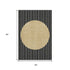 5' X 8' Black Ivory And Gold Striped Washable Area Rug With UV Protection