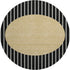 8' Black Ivory And Gold Striped Washable Round Rug With UV Protection