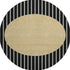 8' Black Ivory And Gold Striped Washable Round Rug With UV Protection