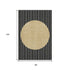 8' X 10' Black Ivory And Gold Striped Washable Area Rug With UV Protection