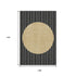 9' X 12' Black Ivory And Gold Striped Washable Area Rug With UV Protection