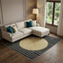 9' X 12' Black Ivory And Gold Striped Washable Area Rug With UV Protection