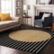 9' X 12' Black Ivory And Gold Striped Washable Area Rug With UV Protection