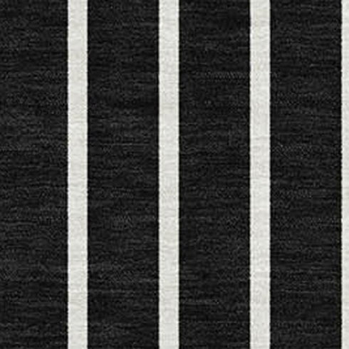 9' X 12' Black Ivory And Gold Striped Washable Area Rug With UV Protection