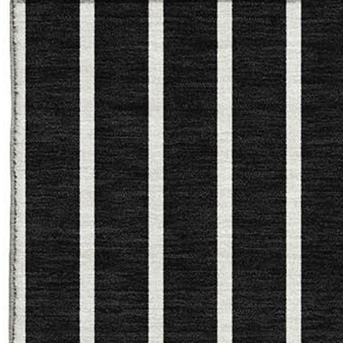 9' X 12' Black Ivory And Gold Striped Washable Area Rug With UV Protection