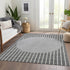 8' X 10' Gray Ivory And Silver Striped Washable Area Rug With UV Protection