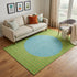 5' X 8' Lime Green Orange And Teal Striped Washable Area Rug With UV Protection