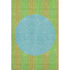 5' X 8' Lime Green Orange And Teal Striped Washable Area Rug With UV Protection