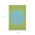 5' X 8' Lime Green Orange And Teal Striped Washable Area Rug With UV Protection