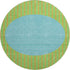 8' Lime Green Orange And Teal Striped Washable Round Rug With UV Protection
