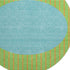 8' Lime Green Orange And Teal Striped Washable Round Rug With UV Protection