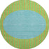 8' Lime Green Orange And Teal Striped Washable Round Rug With UV Protection