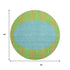 8' Lime Green Orange And Teal Striped Washable Round Rug With UV Protection