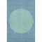 8' X 10' Teal Ivory And Aqua Striped Washable Area Rug With UV Protection