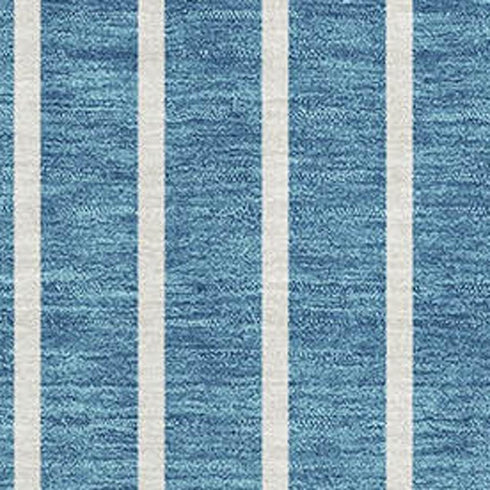 8' X 10' Teal Ivory And Aqua Striped Washable Area Rug With UV Protection