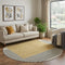 8' Gold Ivory And Black Striped Washable Round Rug With UV Protection