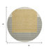 8' Gold Ivory And Black Striped Washable Round Rug With UV Protection