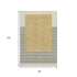 8' X 10' Gold Ivory And Black Striped Washable Area Rug With UV Protection