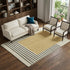 8' X 10' Gold Ivory And Black Striped Washable Area Rug With UV Protection