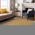 9' X 12' Gold Ivory And Black Striped Washable Area Rug With UV Protection