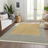 9' X 12' Gold Ivory And Black Striped Washable Area Rug With UV Protection