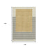 9' X 12' Gold Ivory And Black Striped Washable Area Rug With UV Protection