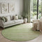 8' Green Ivory And Beige Striped Washable Round Rug With UV Protection