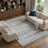 9' X 12' Gray Blue And Ivory Striped Washable Area Rug With UV Protection