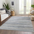 9' X 12' Gray Blue And Ivory Striped Washable Area Rug With UV Protection